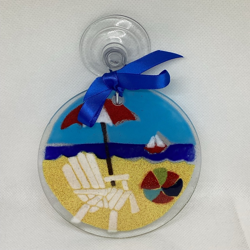 Glass Beach Ocean Scene Suncatcher Ornament